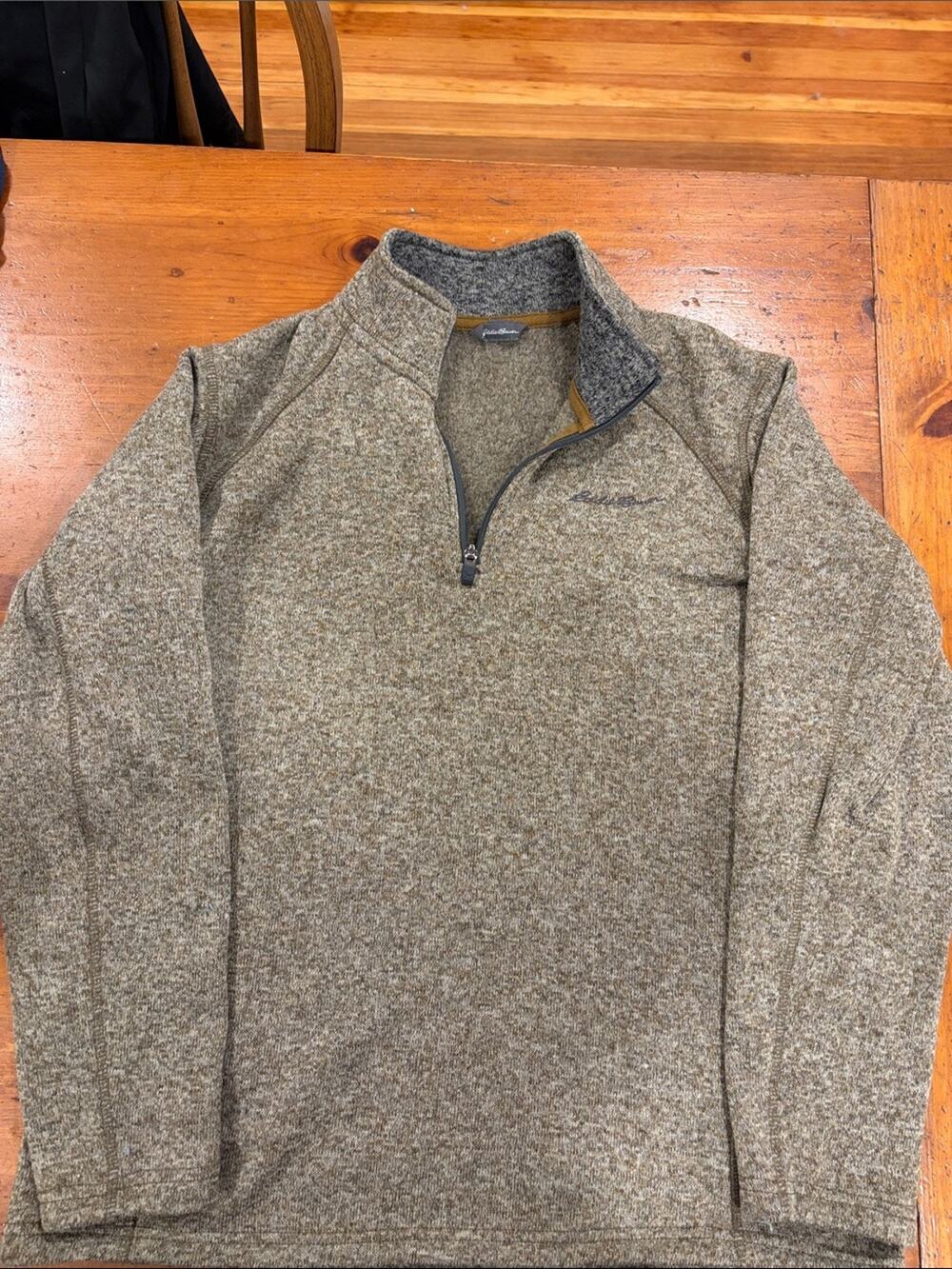Eddie Bauer Men's Heather Olive Quarter-Zip Pullover